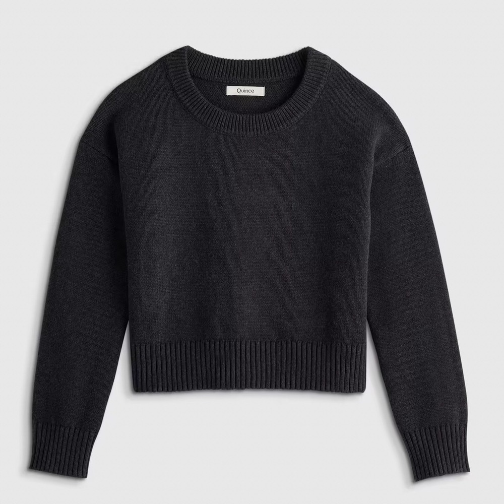 Quince 100% Organic Cotton Crewneck Sweater Charcoal Kids 12 New With Tags‎